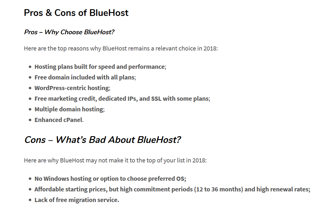 Bluehost Web Hosting Pros and Cons