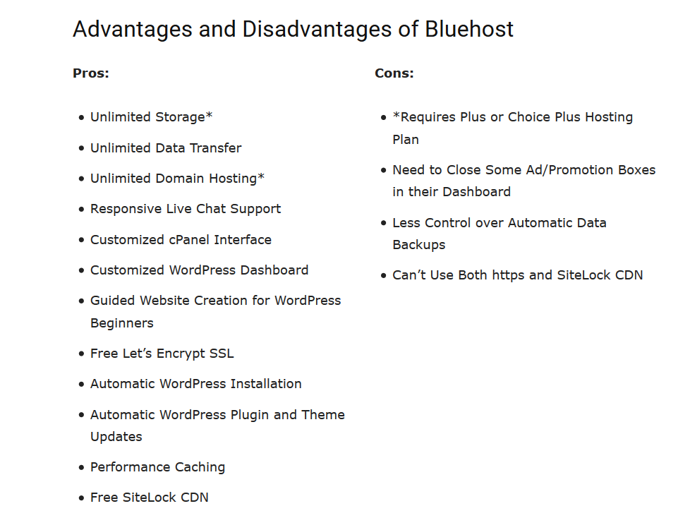 Bluehost Web Hosting Pros and Cons