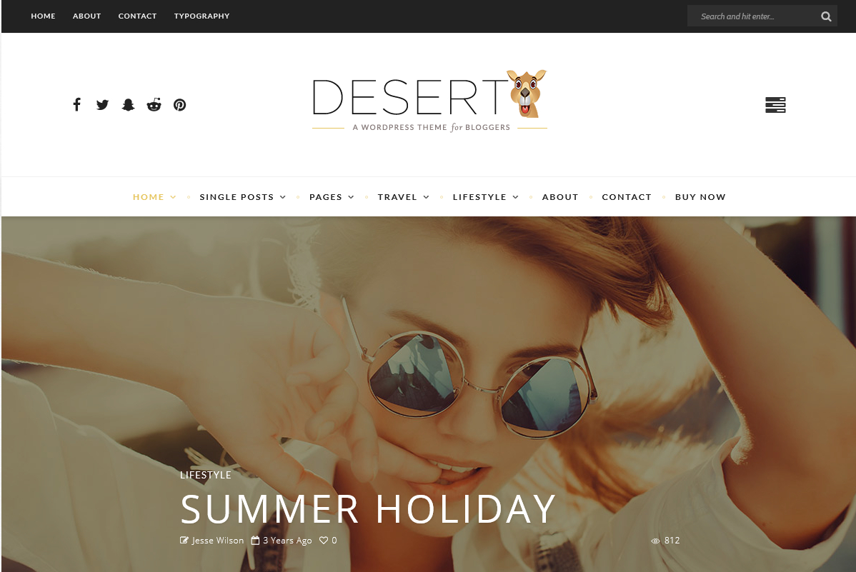 Desert WordPres theme view
