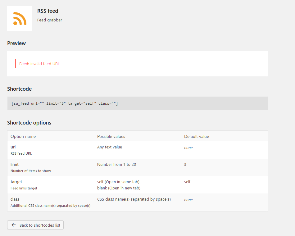 An example view of RSS shortcode in Shortcodes Ultimate WordPress Plugin 