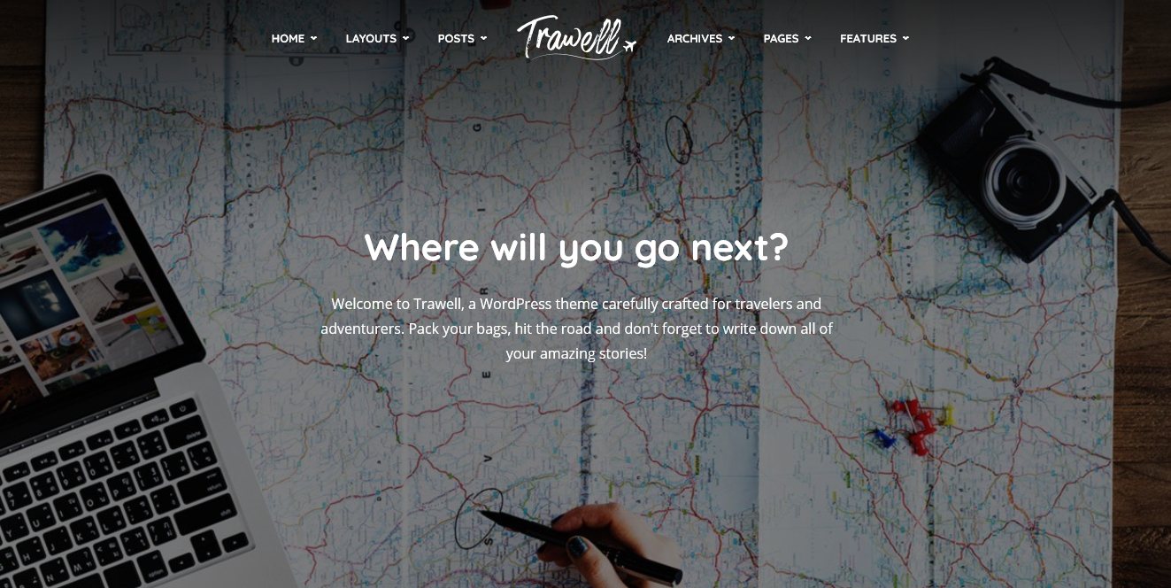 Trawell WordPres theme view