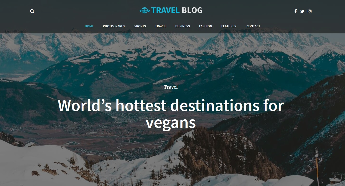 travelblog WordPres theme view