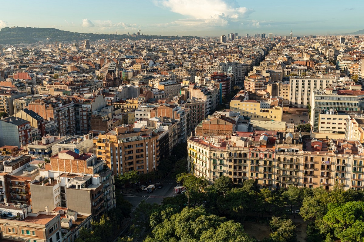 Aerial View of Barcelona city in Spain