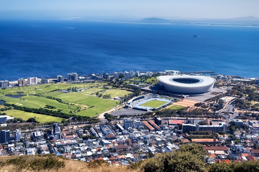A view from the sky of Cape Town city in South Africa